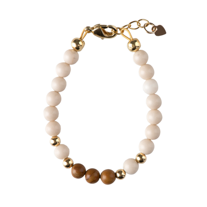 Dye Jade Stone With Wood Grain Beads / Size 3" - Newborn