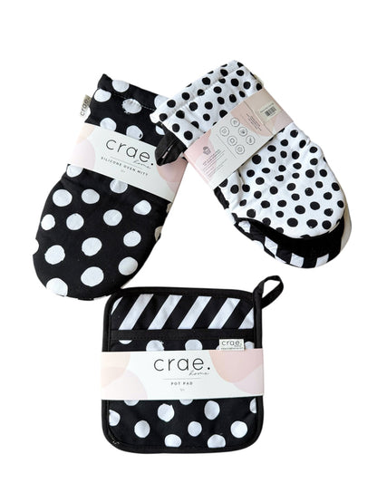 Polka Dottie: 2 Oven Mitt + 1 Pot Pad Bundle Pack