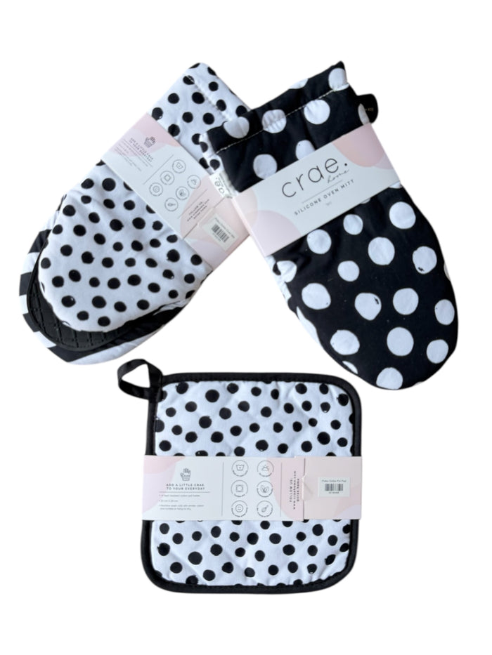 Polka Dottie: 2 Oven Mitt + 1 Pot Pad Bundle Pack