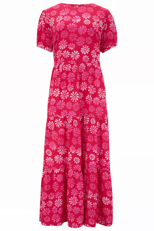 Polly Batik Tiered Dress | Cosmos Floral (Pink)