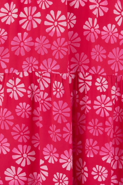 Polly Batik Tiered Dress | Cosmos Floral (Pink)