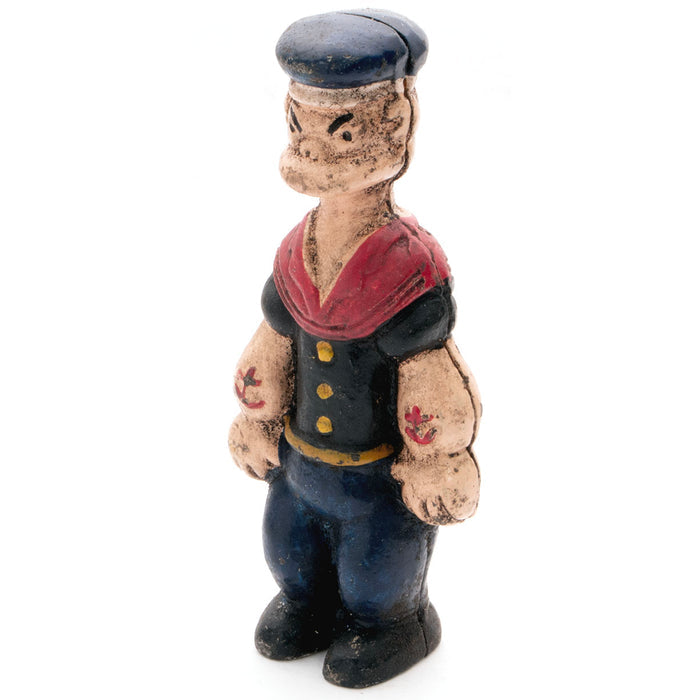 Popeye the Sailor Man small cast iron bank accepts pennies and dimes