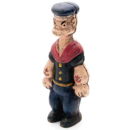 Popeye the Sailor Man small cast iron bank accepts pennies and dimes