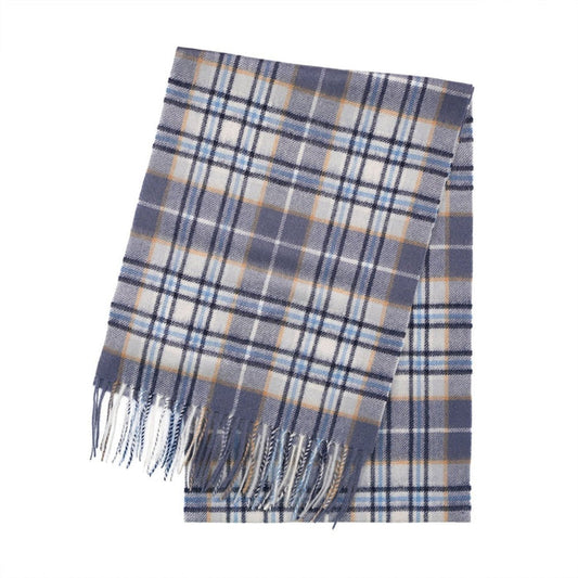 Premium 100% Pure Cashmere Wide Fringed Scarf - BROKEN GINGHAM - Heritage Of Scotland -