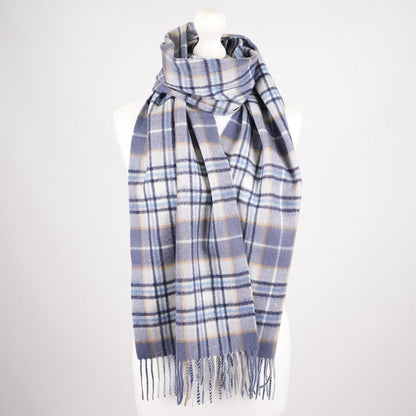 Premium 100% Pure Cashmere Wide Fringed Scarf - BROKEN GINGHAM - Heritage Of Scotland -