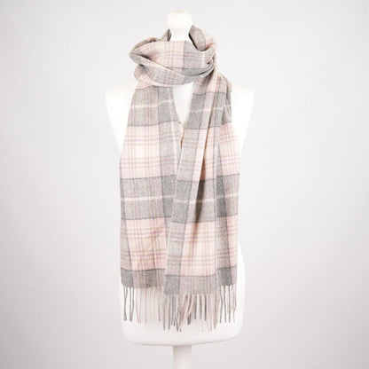 Premium 100% Pure Cashmere Wide Fringed Scarf - MACKELLAR PINK - Heritage Of Scotland -