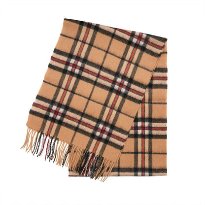 Premium 100% Pure Cashmere Wide Fringed Scarf - THOMSON CAMEL - Heritage Of Scotland -