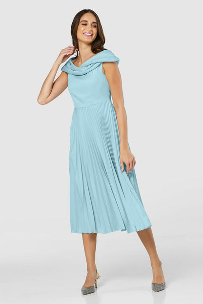 Primrose Pleated Midi Dress (Blue)