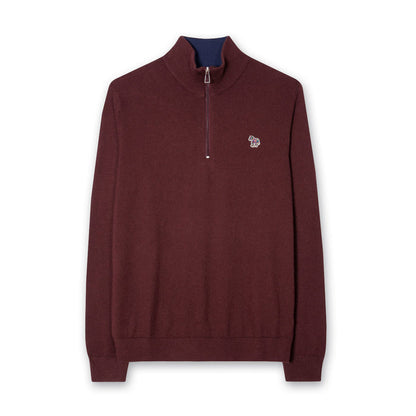 PS Paul Smith - Zip Neck Jumper in Burgundy - Nigel Clare