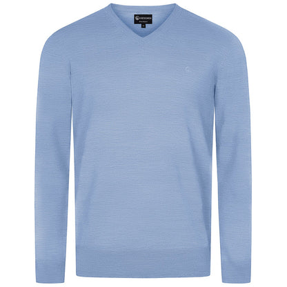 Giesswein V-Neck cotton Men - ciel bleu 519