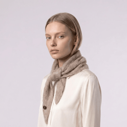 Pure Brushed Luxury Cashmere Triangle Head Scarf - WHEAT - Heritage Of Scotland -