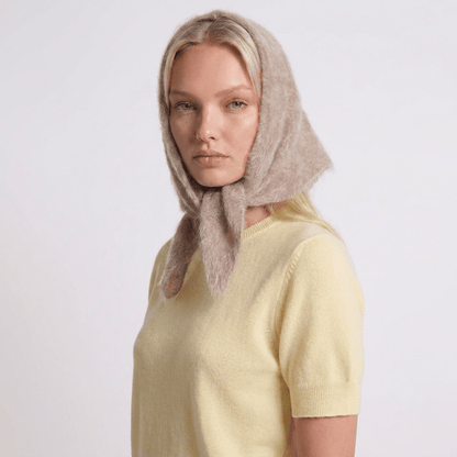 Pure Brushed Luxury Cashmere Triangle Head Scarf - WHEAT - Heritage Of Scotland -