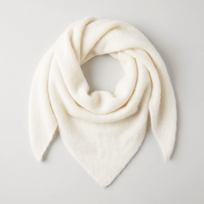 Pure Brushed Luxury Cashmere Triangle Head Scarf - WHITE - Heritage Of Scotland -