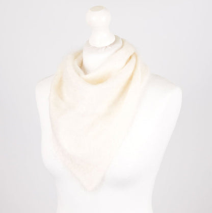 Pure Brushed Luxury Cashmere Triangle Head Scarf - WHITE - Heritage Of Scotland -