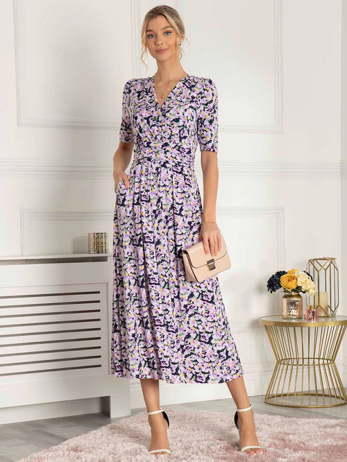 QUINNA WRAP FRONT MAXI DRESS (NAVY FLORAL)