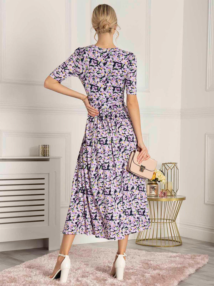 QUINNA WRAP FRONT MAXI DRESS (NAVY FLORAL)