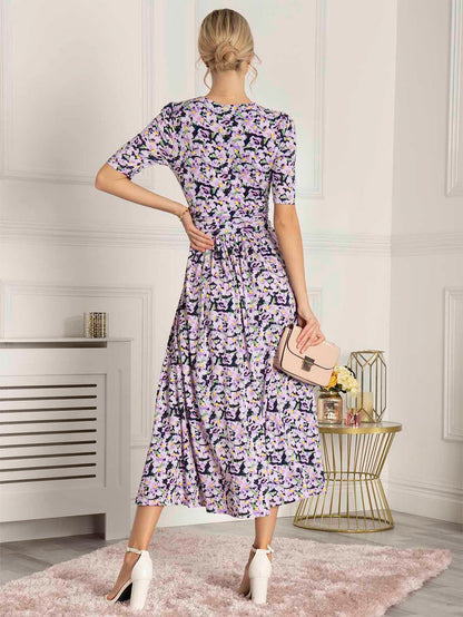 QUINNA WRAP FRONT MAXI DRESS (NAVY FLORAL)