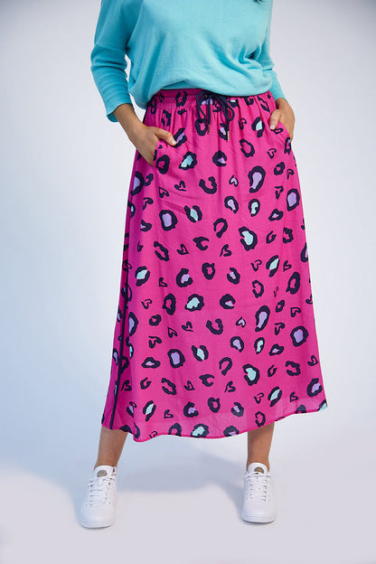 Rachel Maxi Skirt (Pink Print)