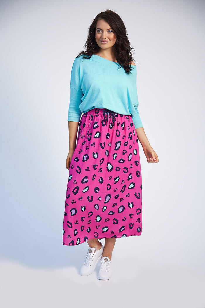 Rachel Maxi Skirt (Pink Print)