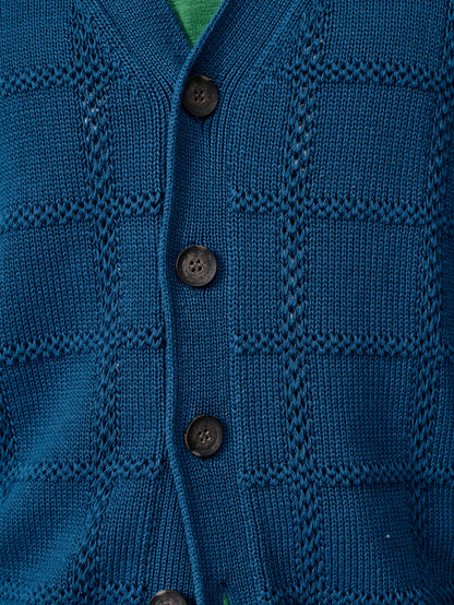 Aubin Washed Indigo Rainham Cotton Stitch Detail Cardigan | Cardigan