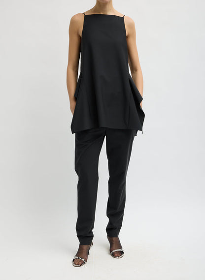 RECYCLED TROPICAL WOOL SIDE DRAPE TOP