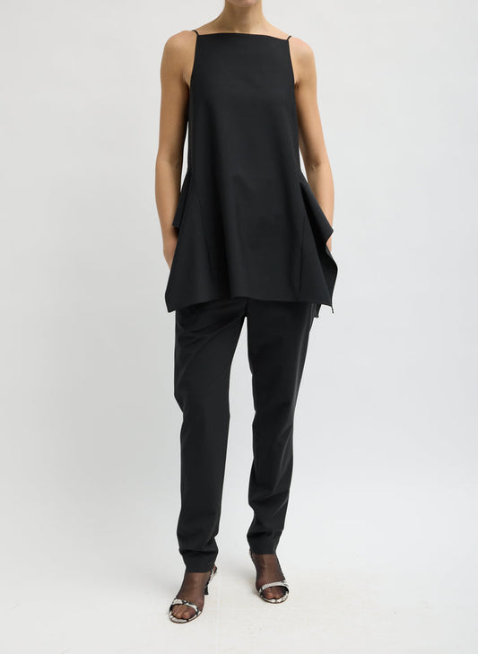RECYCLED TROPICAL WOOL SIDE DRAPE TOP
