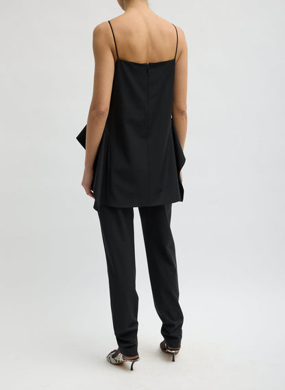RECYCLED TROPICAL WOOL SIDE DRAPE TOP