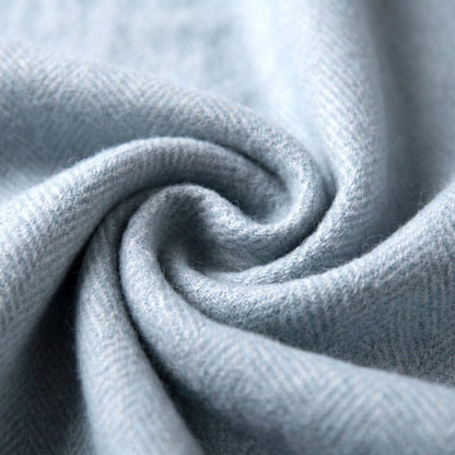 Recycled Wool Herringbone Blanket with Fringe - Soft Warm Throw - CORNFLOWER - Heritage Of Scotland -