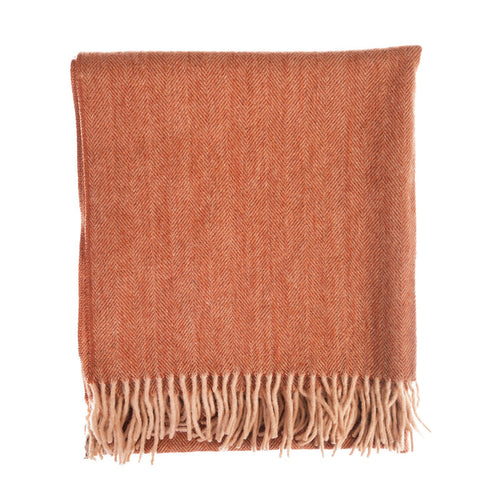 Recycled Wool Herringbone Knee Blanket – Pastel Fringed Throw - SPICE
