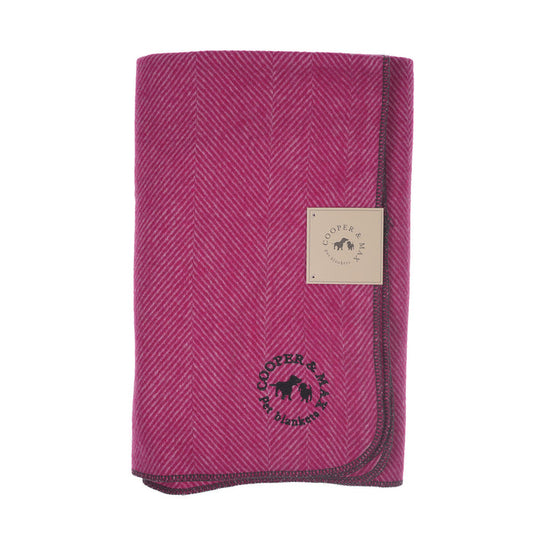 Recycled Wool Herringbone Pet Blanket – 150cm x 90cm - PINK