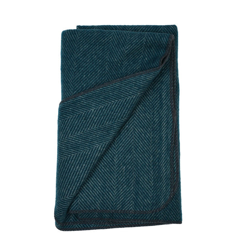 Recycled Wool Herringbone Pet Blanket – 150cm x 90cm - TURQUOISE