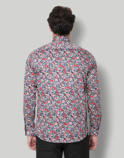 Red Printed Full Sleeves Shirt
