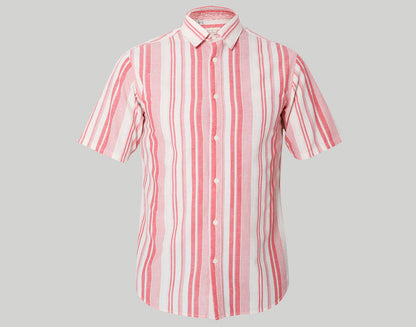 Red Striped Short Sleeves Shirt