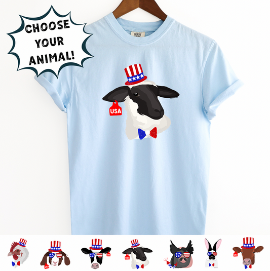 Red, White, and Blue Animals-CHOOSE YOUR ANIMAL– Comfort Colors T-Shirt