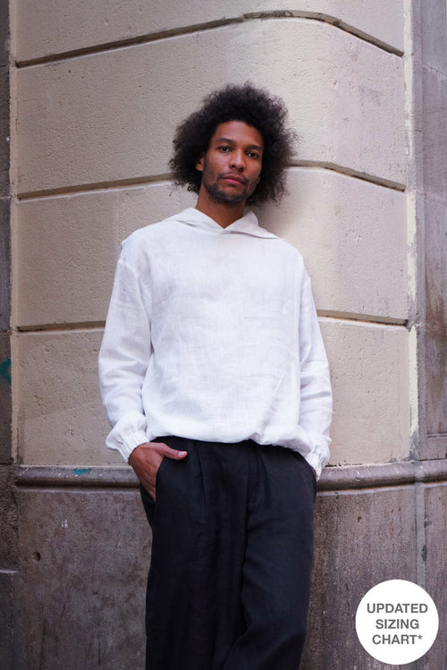 Relaxed linen hoodie CEDRUS in White