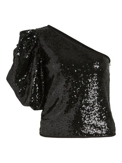RENA ONE SHOULDER SEQUIN TOP (BLACK)