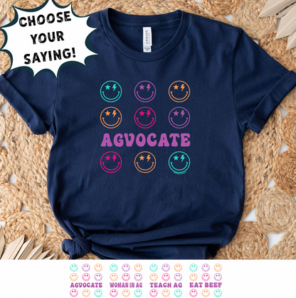 RETRO SMILEY - CHOOSE YOUR SAYING - Bella Canvas T-Shirt