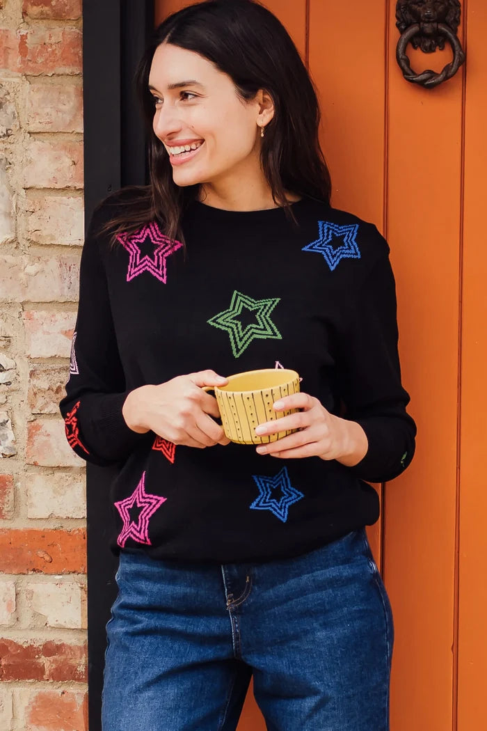 Rita Jumper (Black, Rainbow Stars)