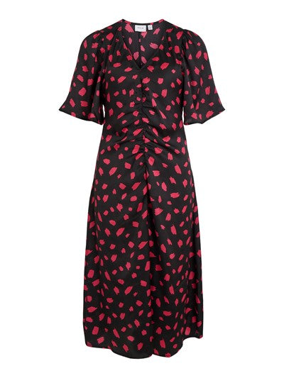 Rita Midi Dress (Black & Raspberry)