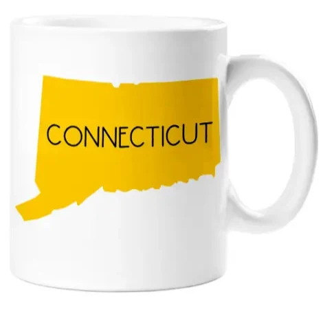 Rock Scissor Paper- Mug, State Love New Haven in Yellow