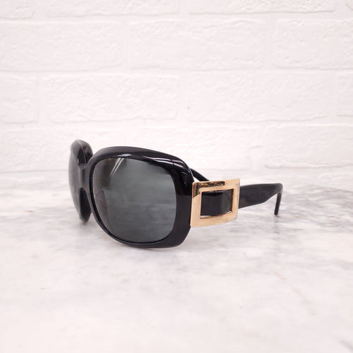 ROGER VIVIER BLACK SUNGLASSES WITH GOLD BUCKLE DETAIL