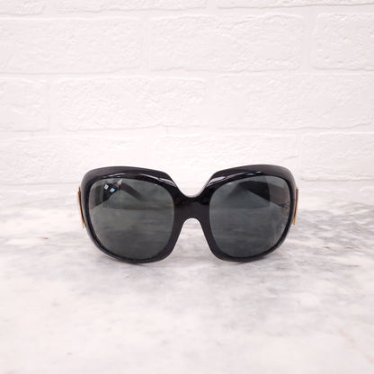 ROGER VIVIER BLACK SUNGLASSES WITH GOLD BUCKLE DETAIL