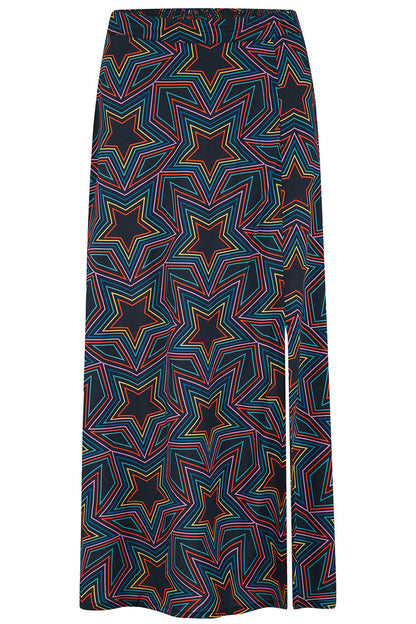 Rosalind Skirt (Black, Rainbow Star Explosion)