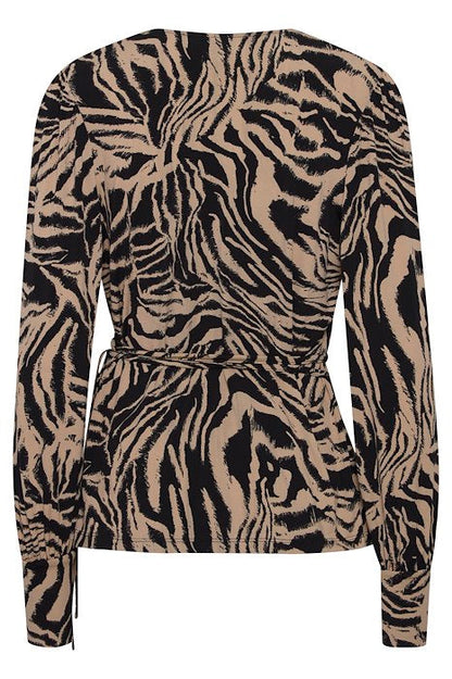 SANNY WRAP TOP (BLACK & TAN)