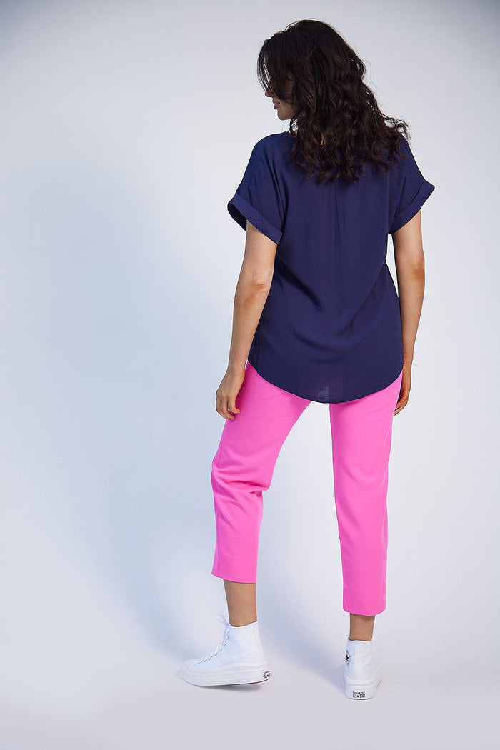 Saoirse V-Neck Top (Navy)