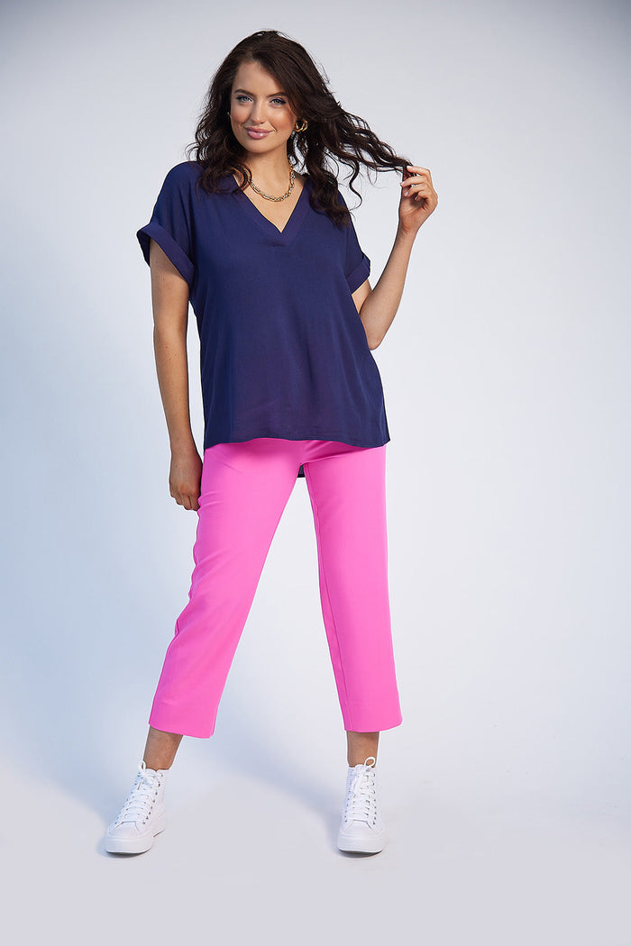 Saoirse V-Neck Top (Navy)