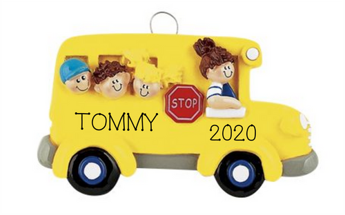 School Bus with kids ornament