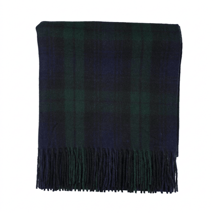Scottish Highland Tartan Wool Blend Blanket Throw - BLACK WATCH - Heritage Of Scotland -