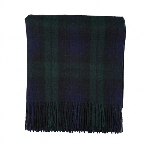 Scottish Highland Tartan Wool Blend Blanket Throw - BLACK WATCH - Heritage Of Scotland -
