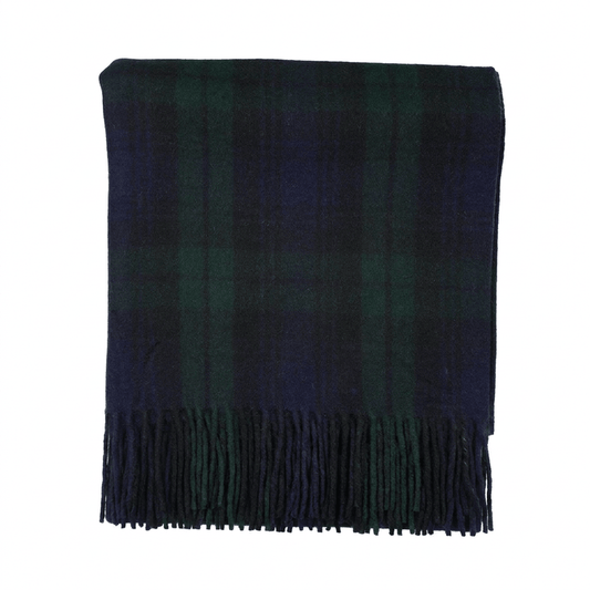 Scottish Highland Tartan Wool Blend Blanket Throw - BLACK WATCH - Heritage Of Scotland -